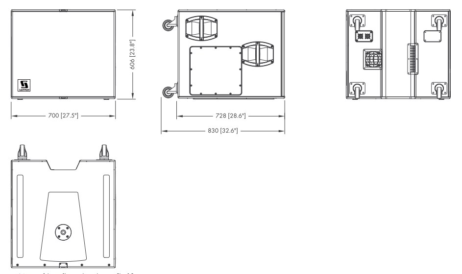 V-GSUB cardioid subwoofer dimension